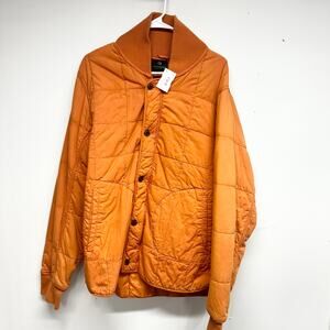 Scotch & Soda Womens Button Closure Long Sleeve Orange Puffer Jacket Size XL